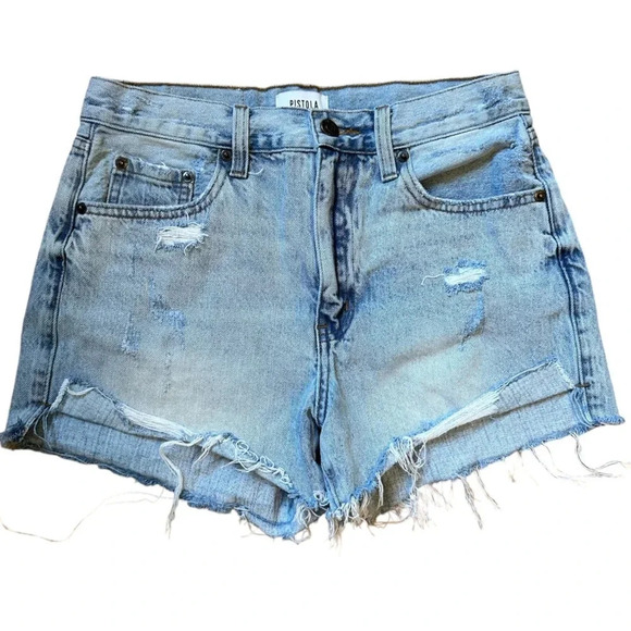 Pistola Nova High Rise Distressed Cut Off Denim Jean Shorts Size 26 - Picture 1 of 5
